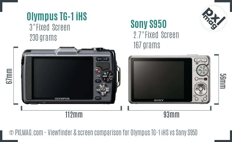 Olympus TG-1 iHS vs Sony S950 Screen and Viewfinder comparison