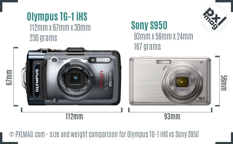 Olympus TG-1 iHS vs Sony S950 size comparison