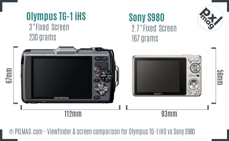 Olympus TG-1 iHS vs Sony S980 Screen and Viewfinder comparison