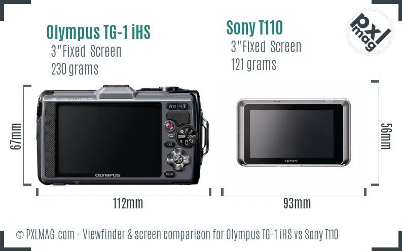 Olympus TG-1 iHS vs Sony T110 Screen and Viewfinder comparison