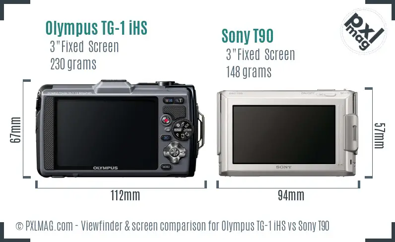 Olympus TG-1 iHS vs Sony T90 Screen and Viewfinder comparison