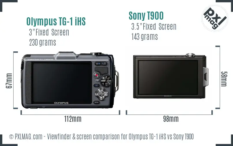 Olympus TG-1 iHS vs Sony T900 Screen and Viewfinder comparison