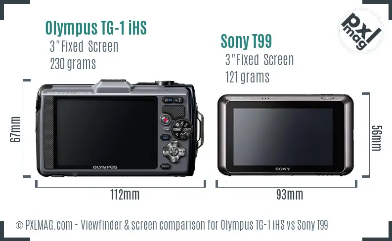 Olympus TG-1 iHS vs Sony T99 Screen and Viewfinder comparison
