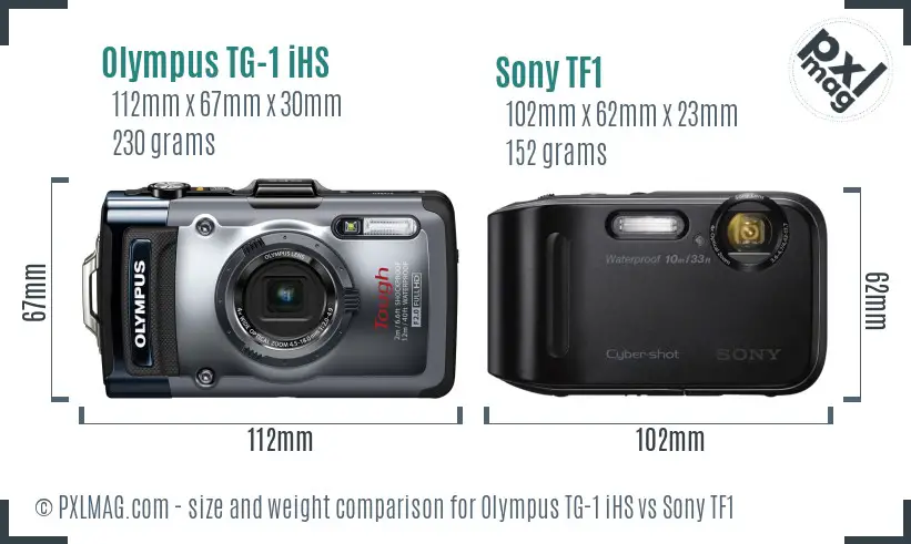 Olympus TG-1 iHS vs Sony TF1 size comparison