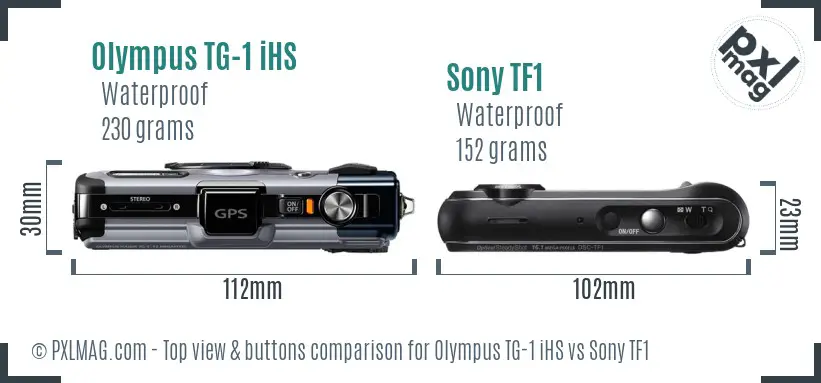 Olympus TG-1 iHS vs Sony TF1 top view buttons comparison
