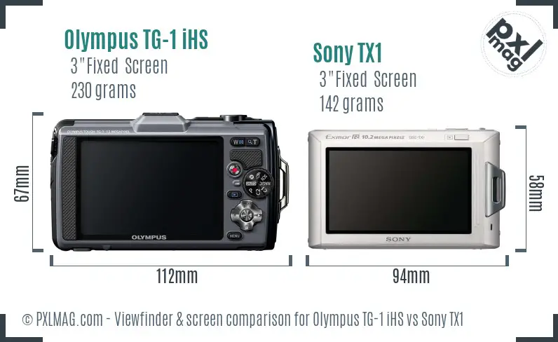 Olympus TG-1 iHS vs Sony TX1 Screen and Viewfinder comparison