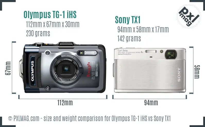 Olympus TG-1 iHS vs Sony TX1 size comparison