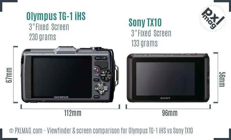 Olympus TG-1 iHS vs Sony TX10 Screen and Viewfinder comparison