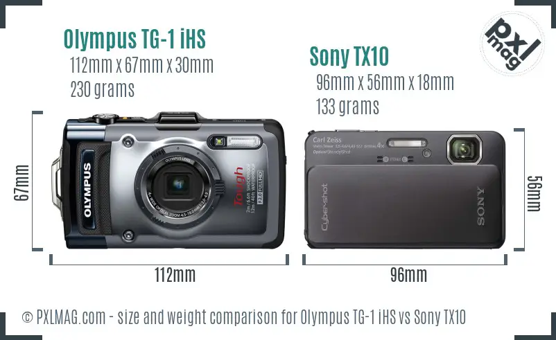 Olympus TG-1 iHS vs Sony TX10 size comparison