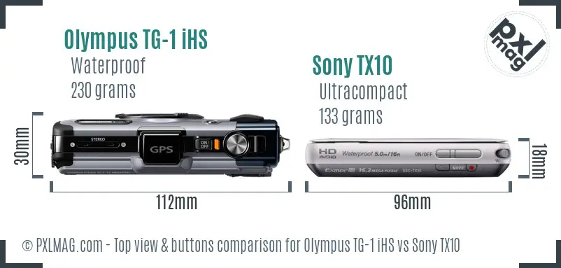 Olympus TG-1 iHS vs Sony TX10 top view buttons comparison