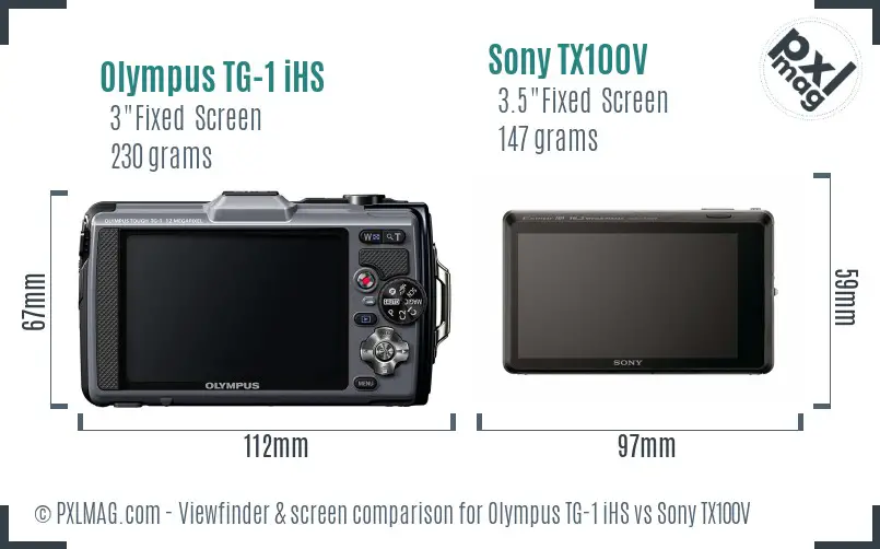 Olympus TG-1 iHS vs Sony TX100V Screen and Viewfinder comparison