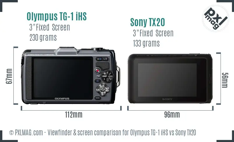 Olympus TG-1 iHS vs Sony TX20 Screen and Viewfinder comparison