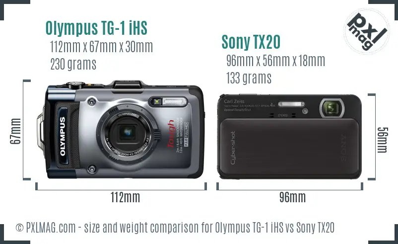 Olympus TG-1 iHS vs Sony TX20 size comparison