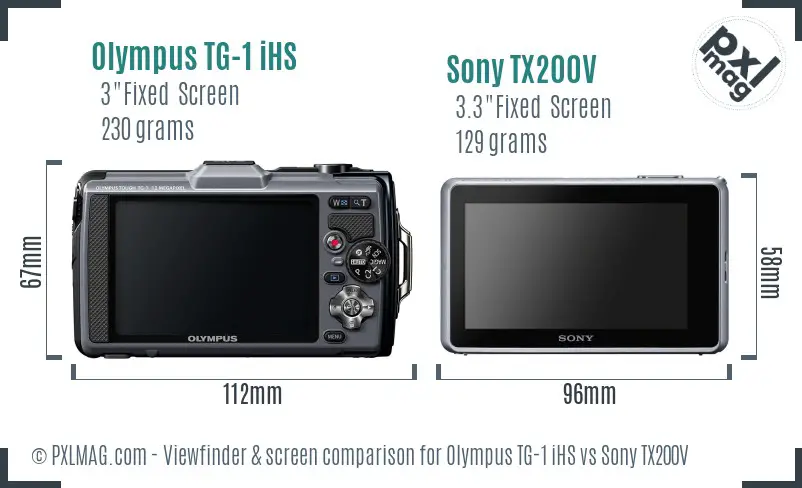 Olympus TG-1 iHS vs Sony TX200V Screen and Viewfinder comparison