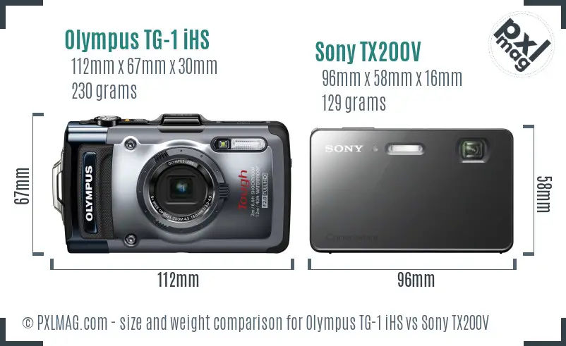 Olympus TG-1 iHS vs Sony TX200V size comparison