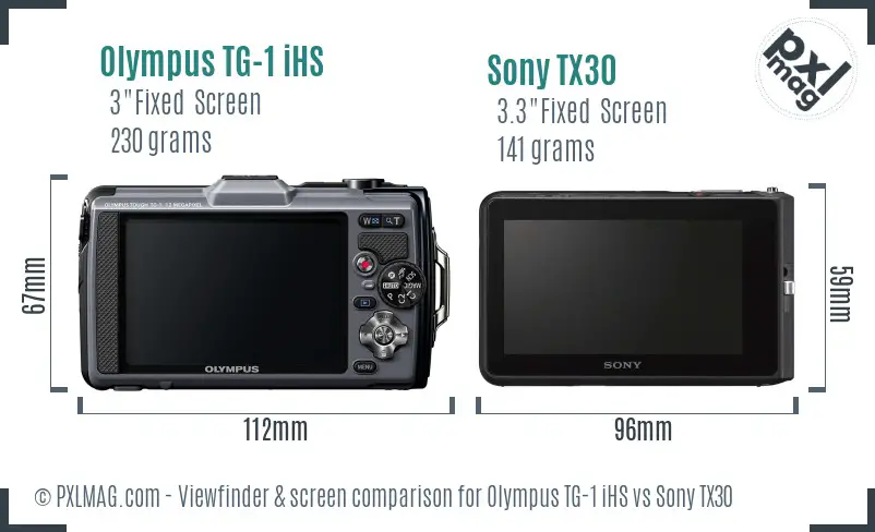 Olympus TG-1 iHS vs Sony TX30 Screen and Viewfinder comparison
