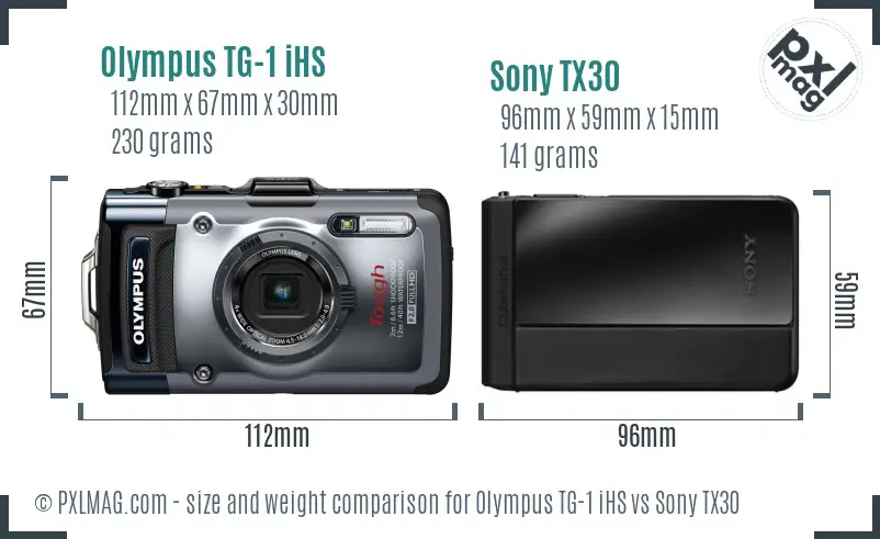 Olympus TG-1 iHS vs Sony TX30 size comparison