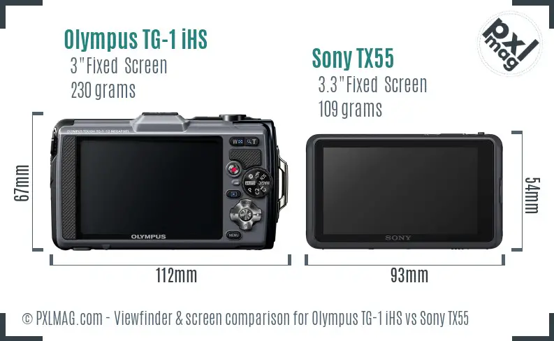 Olympus TG-1 iHS vs Sony TX55 Screen and Viewfinder comparison