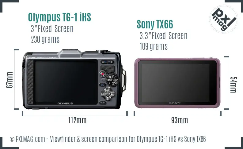 Olympus TG-1 iHS vs Sony TX66 Screen and Viewfinder comparison