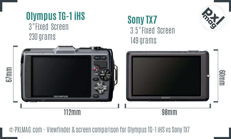 Olympus TG-1 iHS vs Sony TX7 Screen and Viewfinder comparison