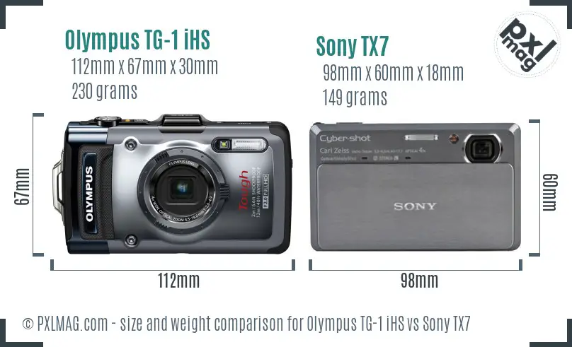 Olympus TG-1 iHS vs Sony TX7 size comparison