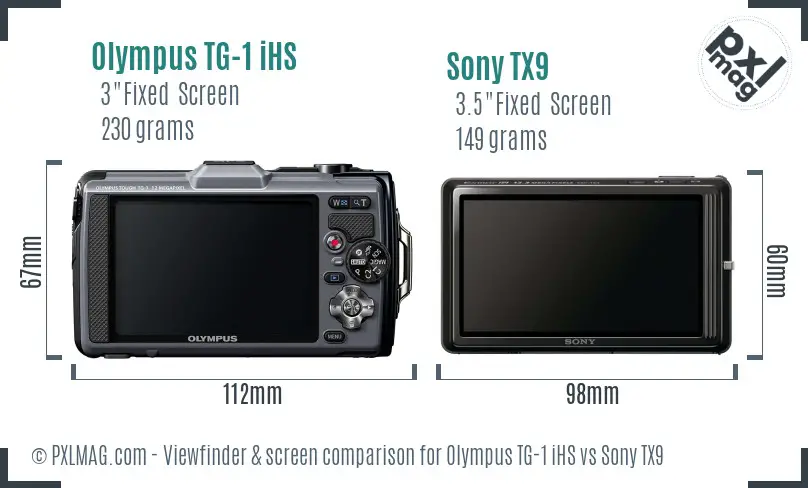 Olympus TG-1 iHS vs Sony TX9 Screen and Viewfinder comparison
