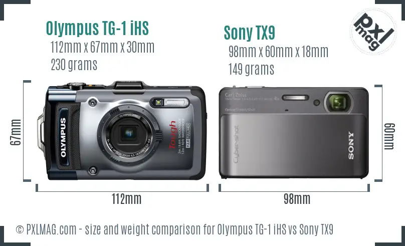 Olympus TG-1 iHS vs Sony TX9 size comparison