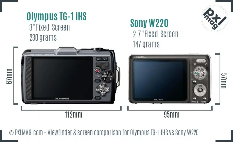 Olympus TG-1 iHS vs Sony W220 Screen and Viewfinder comparison