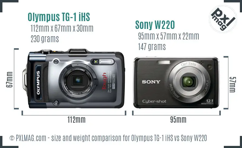 Olympus TG-1 iHS vs Sony W220 size comparison