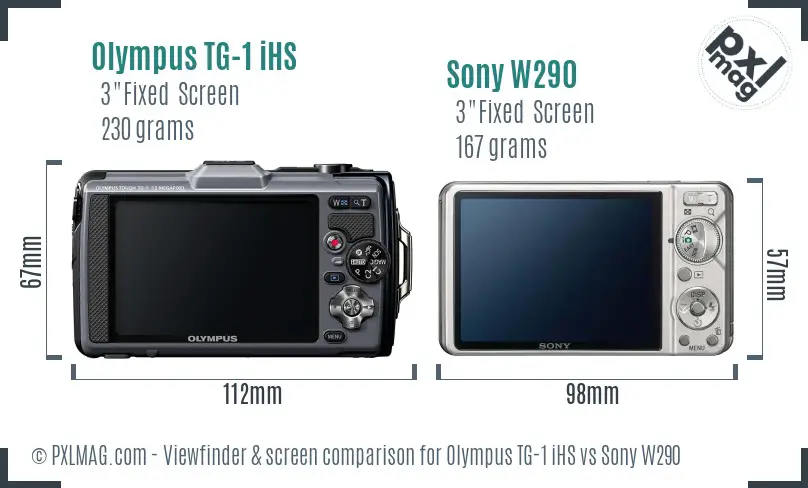 Olympus TG-1 iHS vs Sony W290 Screen and Viewfinder comparison