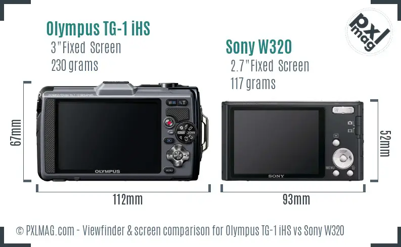 Olympus TG-1 iHS vs Sony W320 Screen and Viewfinder comparison