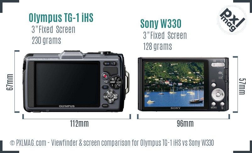 Olympus TG-1 iHS vs Sony W330 Screen and Viewfinder comparison