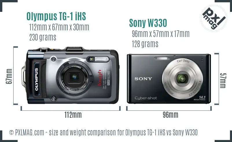 Olympus TG-1 iHS vs Sony W330 size comparison