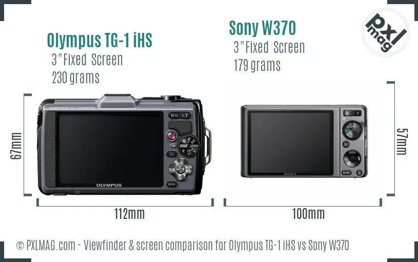 Olympus TG-1 iHS vs Sony W370 Screen and Viewfinder comparison