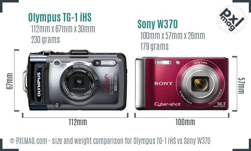 Olympus TG-1 iHS vs Sony W370 size comparison