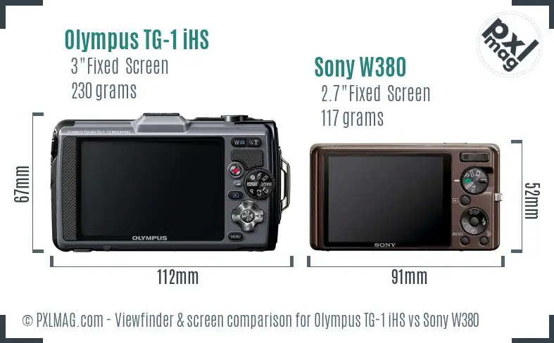 Olympus TG-1 iHS vs Sony W380 Screen and Viewfinder comparison