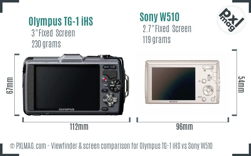 Olympus TG-1 iHS vs Sony W510 Screen and Viewfinder comparison