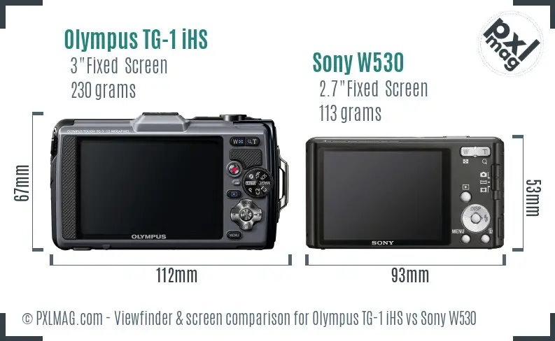 Olympus TG-1 iHS vs Sony W530 Screen and Viewfinder comparison