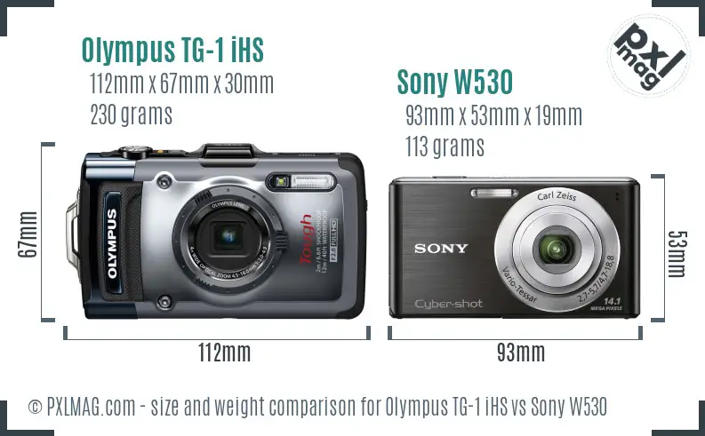 Olympus TG-1 iHS vs Sony W530 size comparison