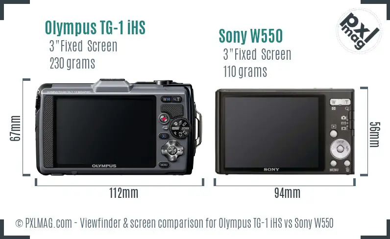Olympus TG-1 iHS vs Sony W550 Screen and Viewfinder comparison