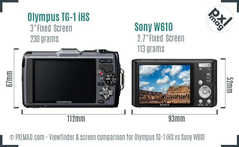 Olympus TG-1 iHS vs Sony W610 Screen and Viewfinder comparison
