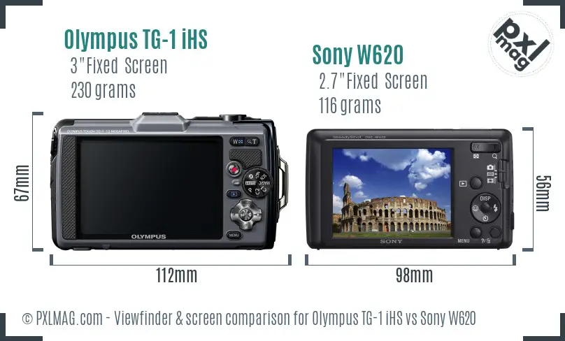Olympus TG-1 iHS vs Sony W620 Screen and Viewfinder comparison