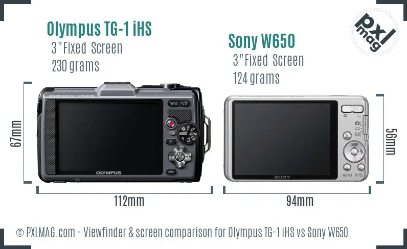 Olympus TG-1 iHS vs Sony W650 Screen and Viewfinder comparison