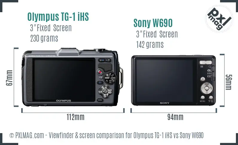 Olympus TG-1 iHS vs Sony W690 Screen and Viewfinder comparison