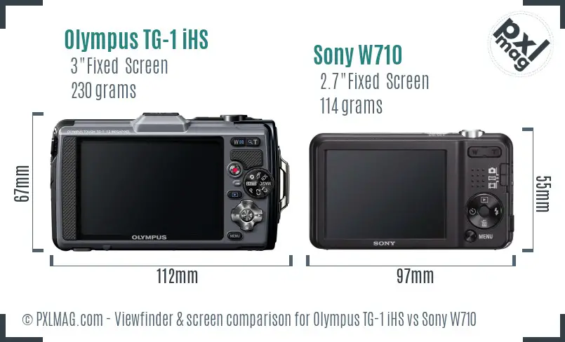 Olympus TG-1 iHS vs Sony W710 Screen and Viewfinder comparison