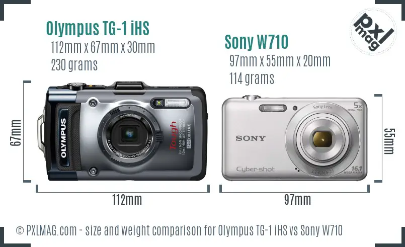 Olympus TG-1 iHS vs Sony W710 size comparison