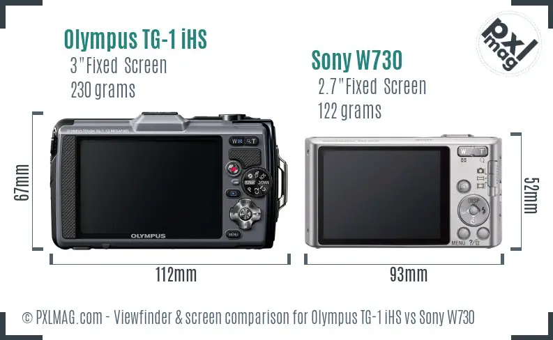 Olympus TG-1 iHS vs Sony W730 Screen and Viewfinder comparison