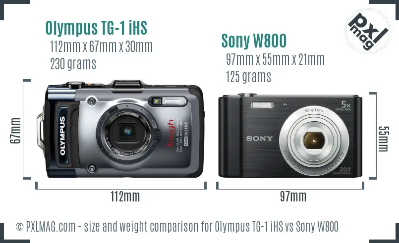 Olympus TG-1 iHS vs Sony W800 size comparison