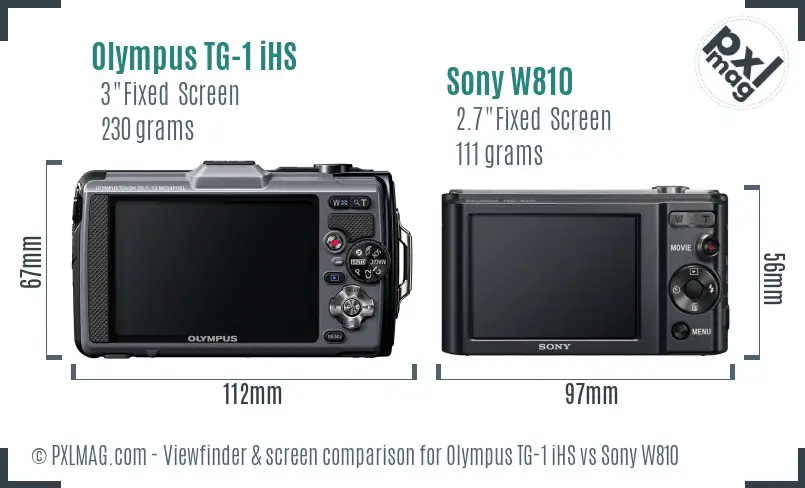 Olympus TG-1 iHS vs Sony W810 Screen and Viewfinder comparison