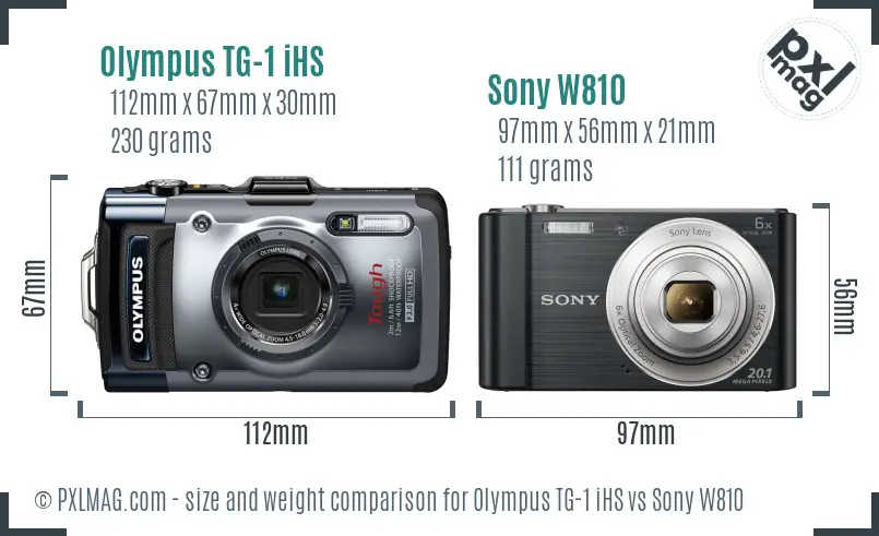 Olympus TG-1 iHS vs Sony W810 size comparison